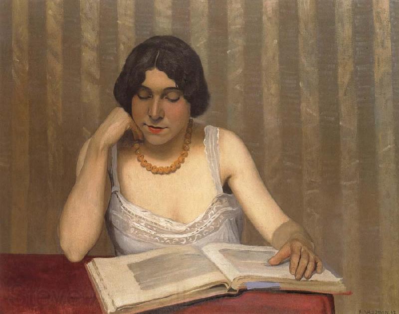 Felix  Vallotton Woman wiht Yellow Necklace Reading Spain oil painting art